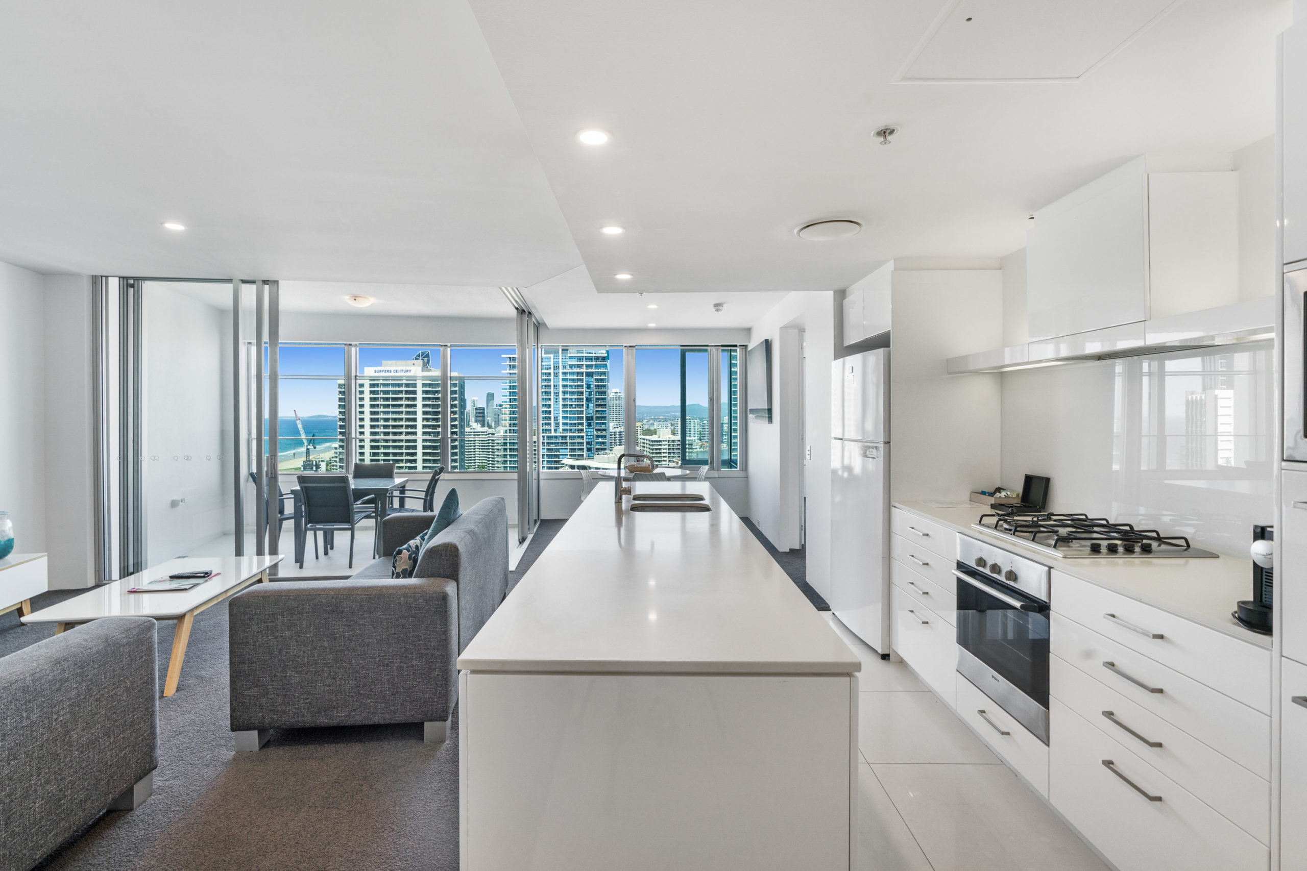 One Bedroom Spa Kitchen & Living Area